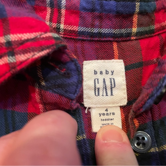 GAP Red Plaid Collared Button Down Dress Size 4 - Picture 5 of 9